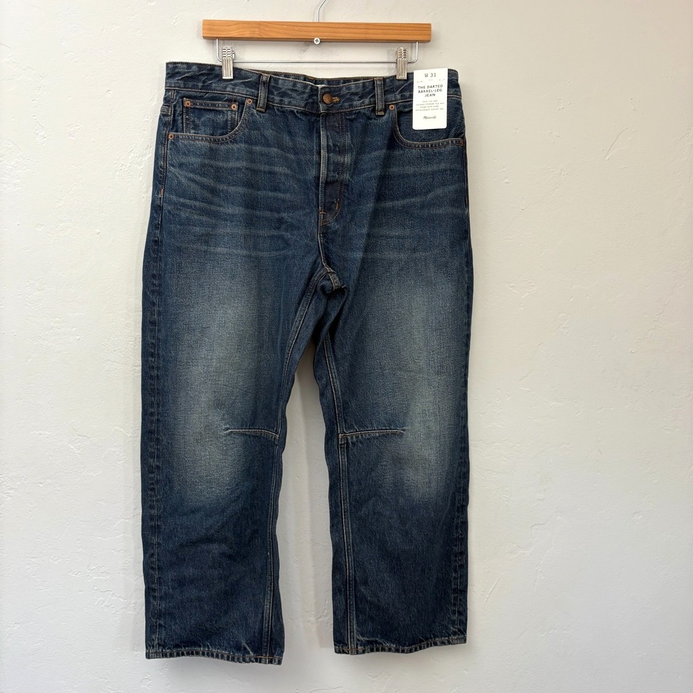 Madewell Darted Barrel Leg Jeans Women size 31 Blue Medium Wash New